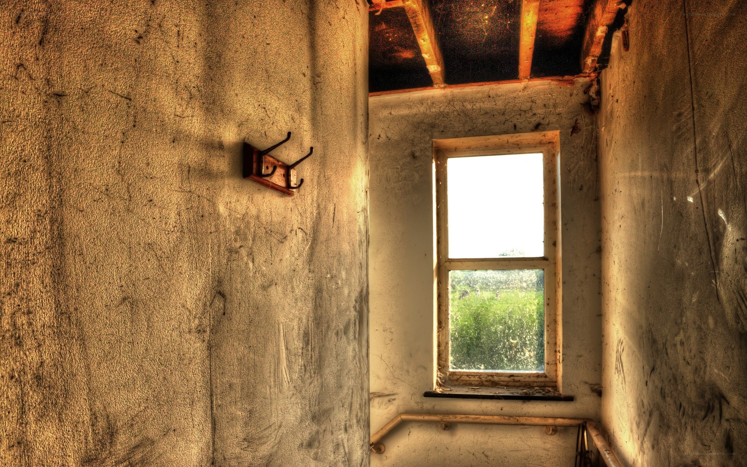 abandoned hallway with window