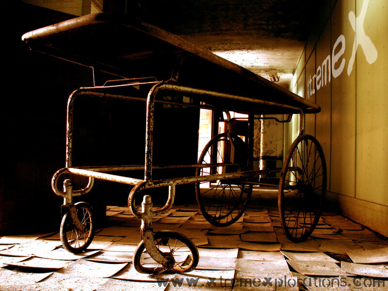 abandoned hospital gurney