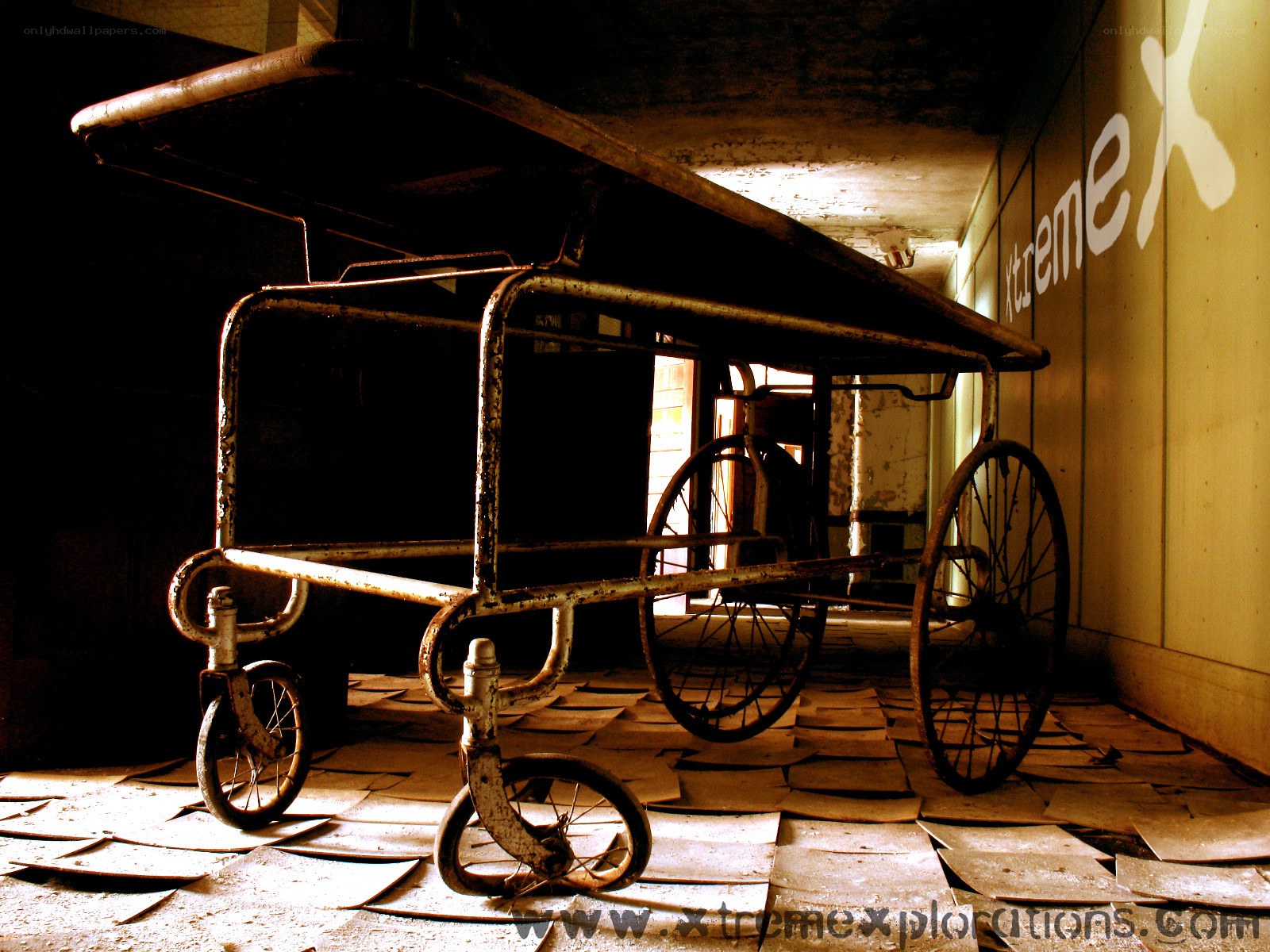 abandoned hospital gurney