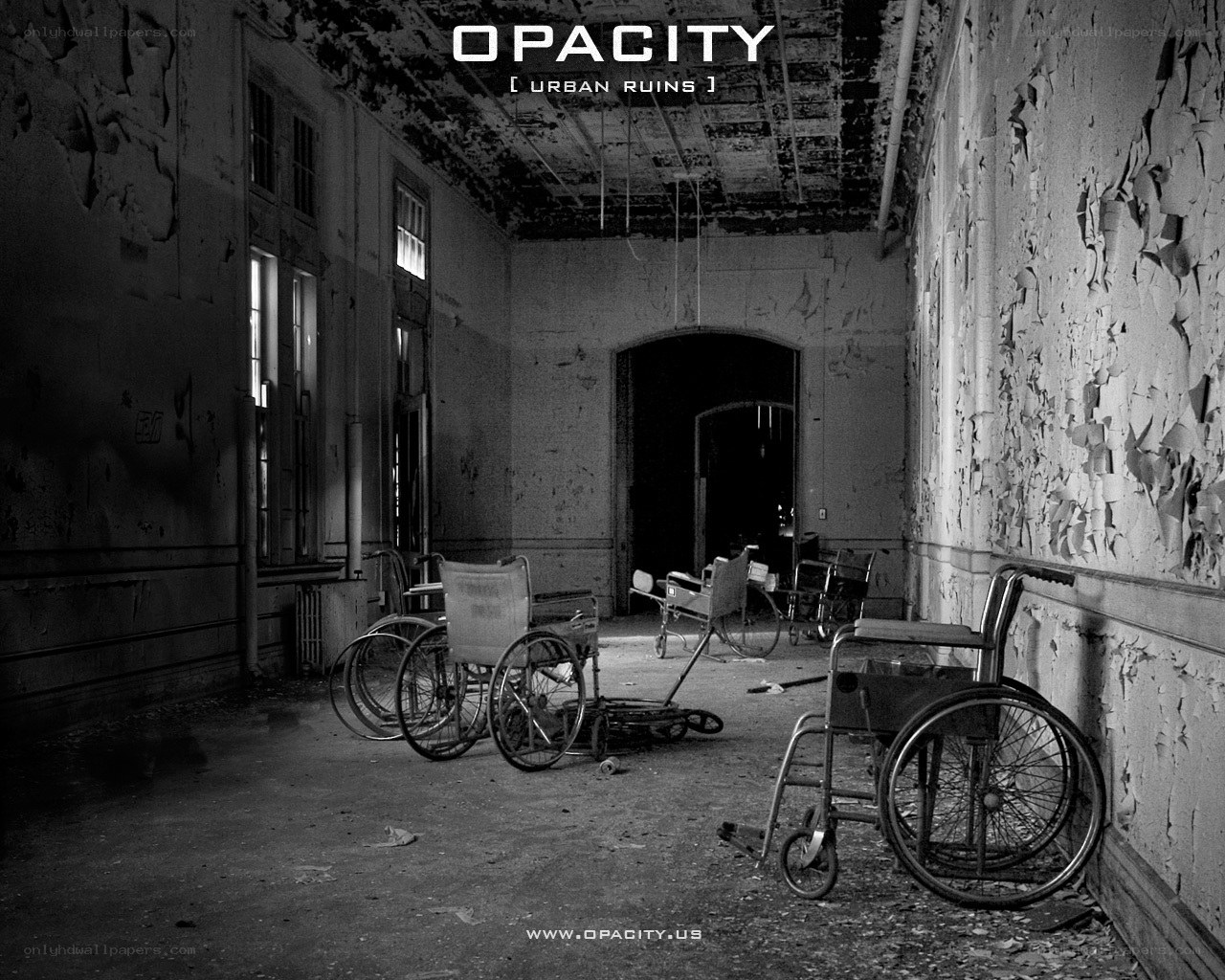 Abandoned hospital hallway