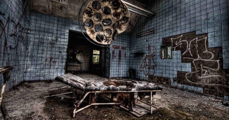 Abandoned Hospital Room — Gray