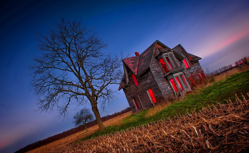 Abandoned House at Dusk — Blue, Dramatic, Sunset