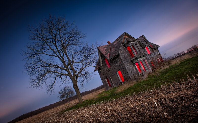 Abandoned House at Dusk — Blue