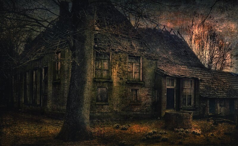Abandoned House at Dusk — Brown