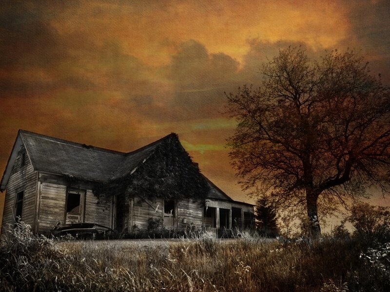 Abandoned House at Dusk — Orange