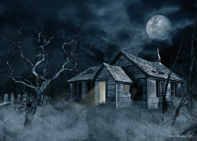Abandoned House at Night — Blue, Dark