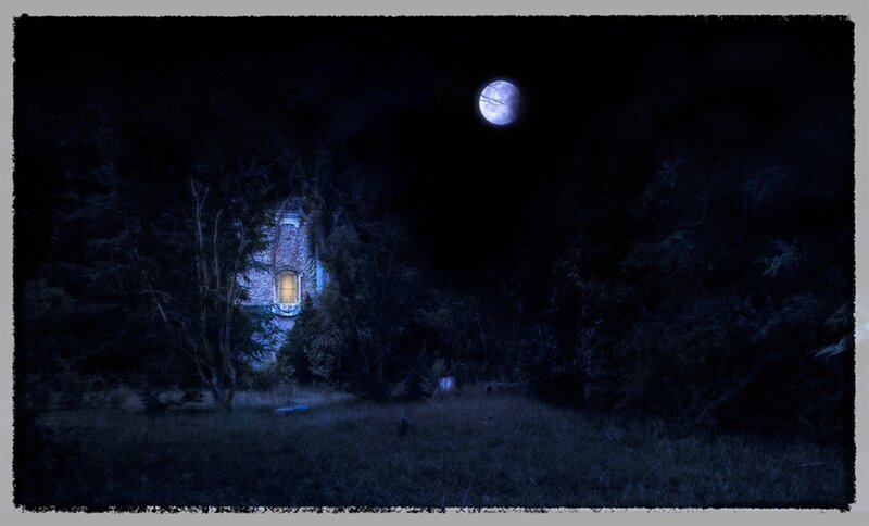Abandoned House at Night — Blue