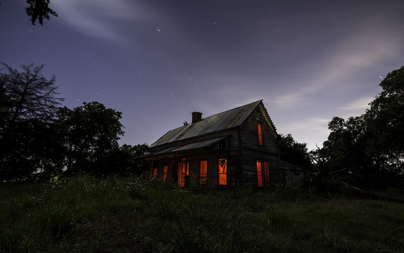 Abandoned House at Night — Dark Blue