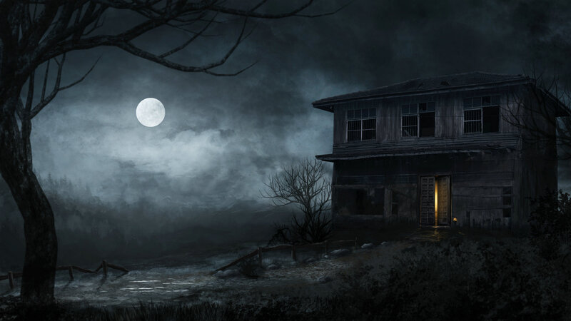 Abandoned House at Night — Dark Gray