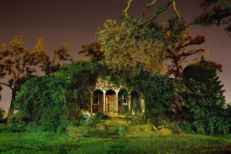 Abandoned House at Night — Green