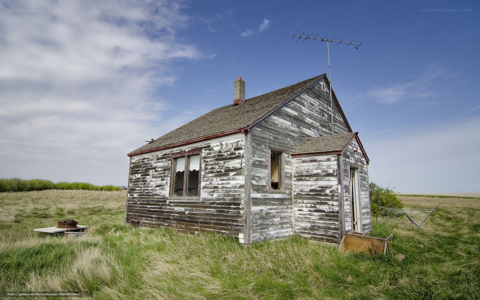 Abandoned house in a field