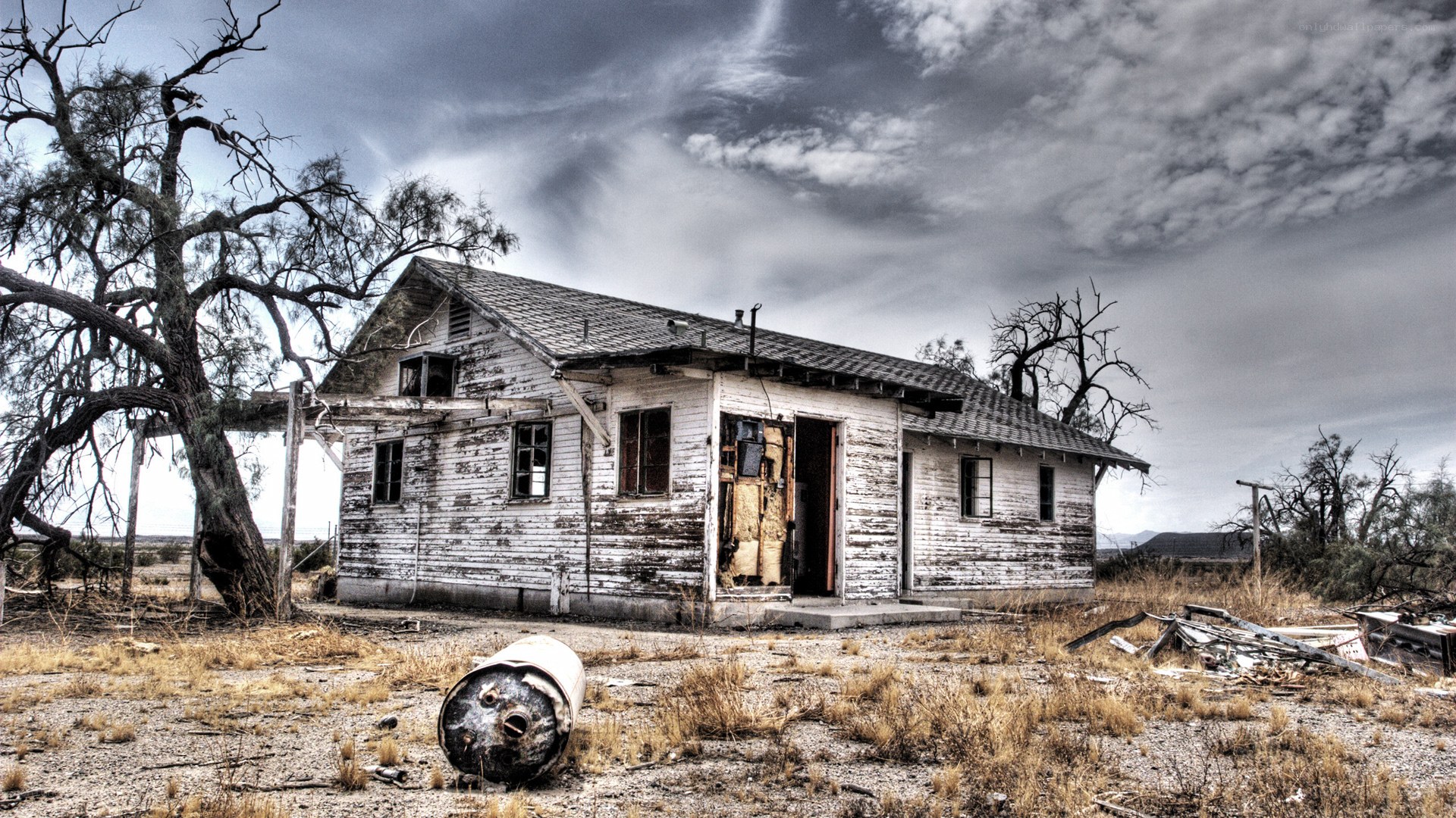 abandoned house in desert