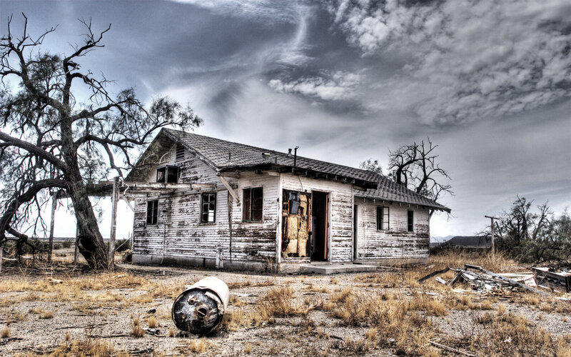 abandoned house in desert