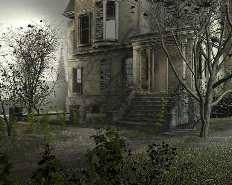 abandoned house in fog