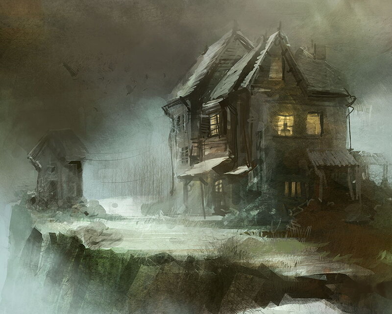Abandoned House in Fog — Gray, Dreary