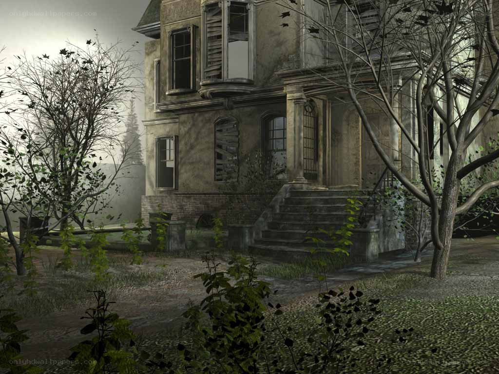 abandoned house in fog