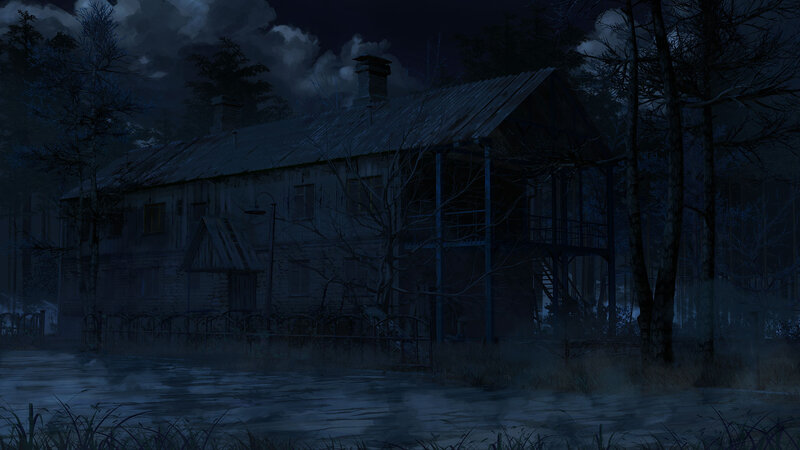 Abandoned House in Forest — Blue, Dark, Eerie