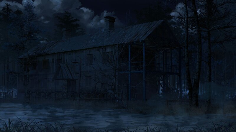 Abandoned House in Forest — Blue, Dark