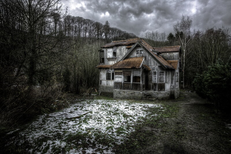 Abandoned House in Forest — Gray, Dreary