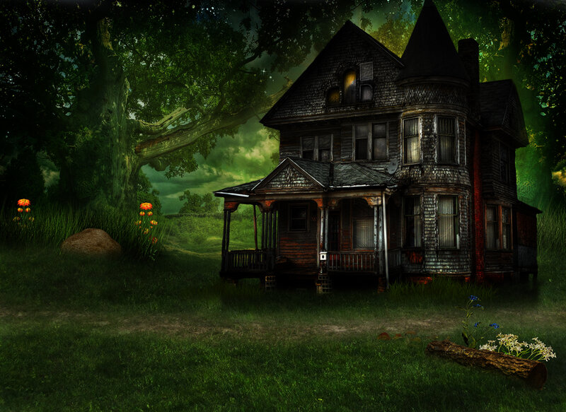 Abandoned House in Forest — Green, Dark