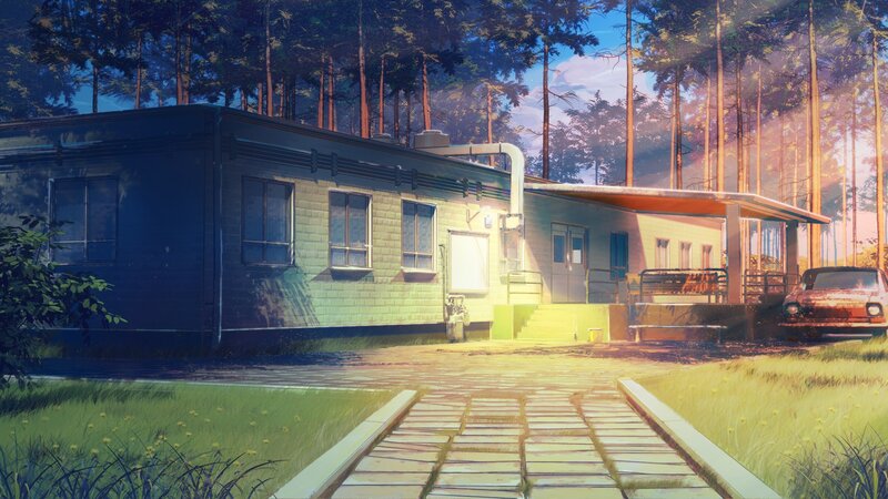 Abandoned House in Forest — Green, Serene, Sunset