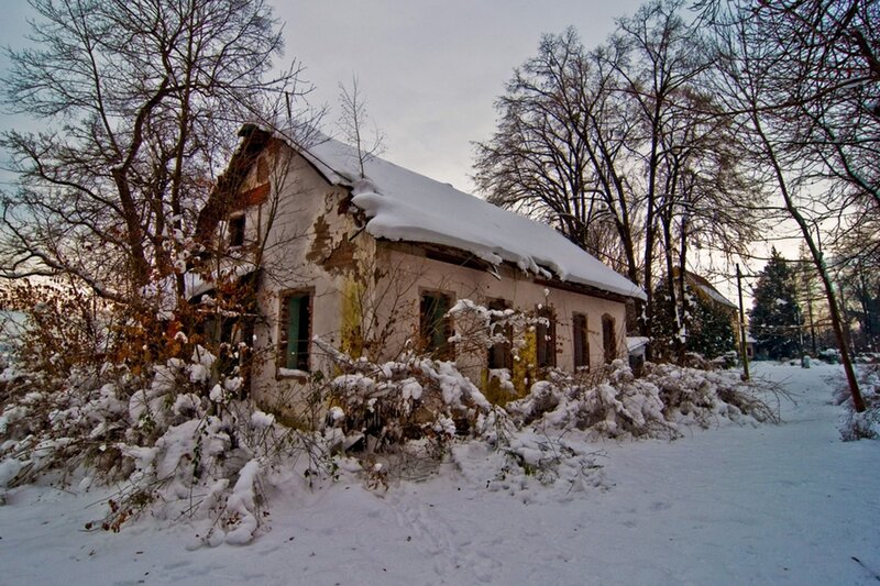 Abandoned House in Snow — White, Desolate, Winter