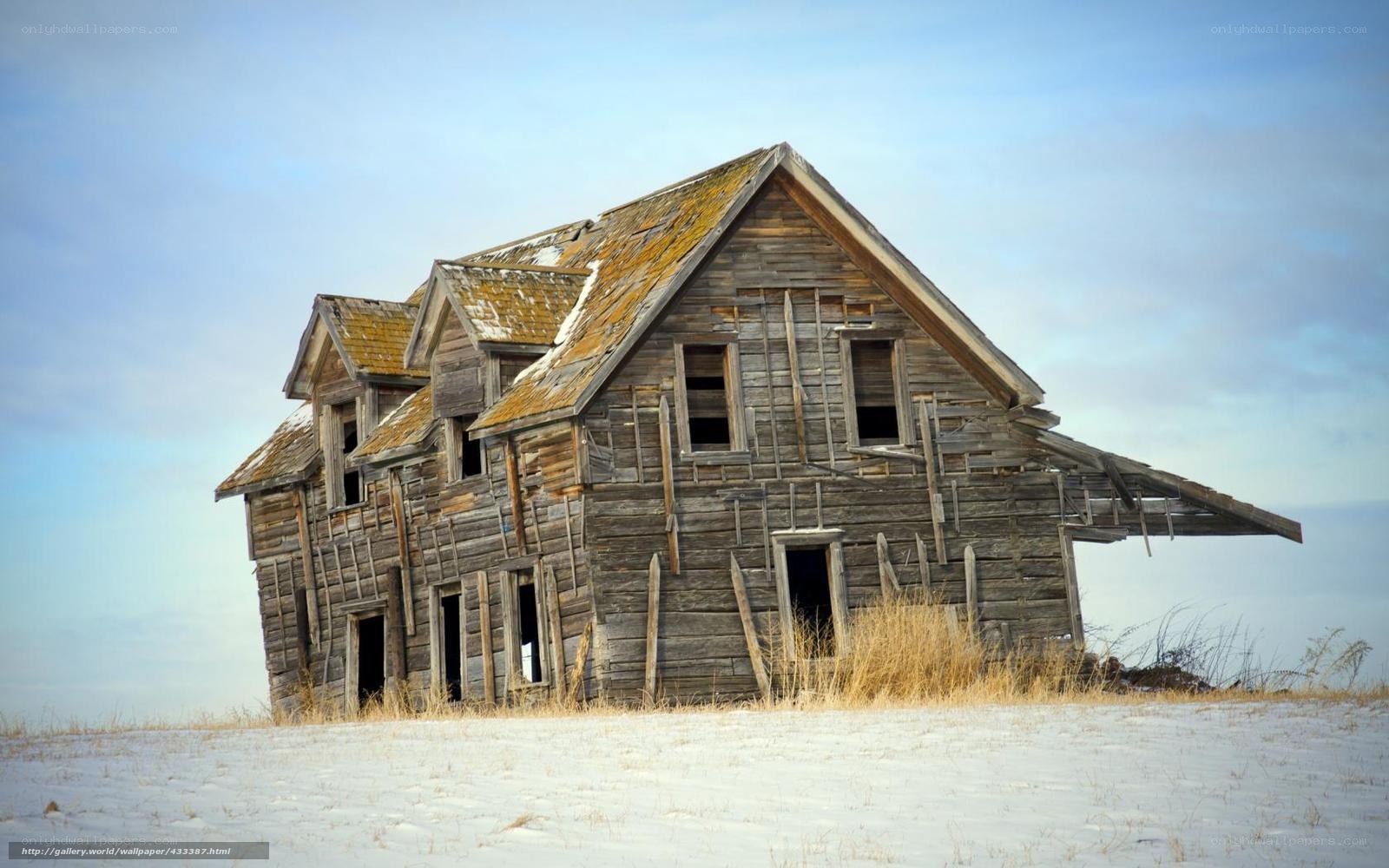 abandoned house in snow