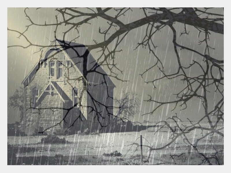 abandoned house in storm