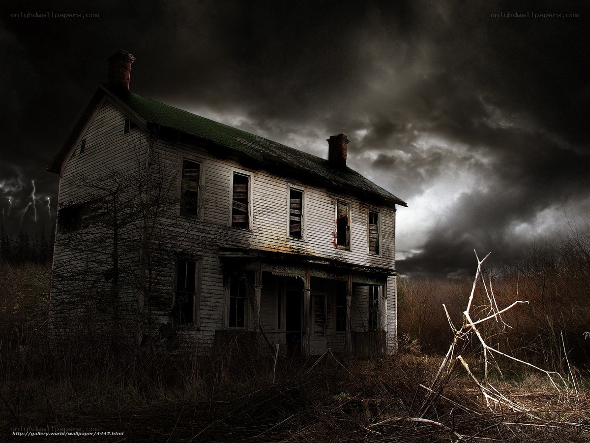 abandoned house in storm