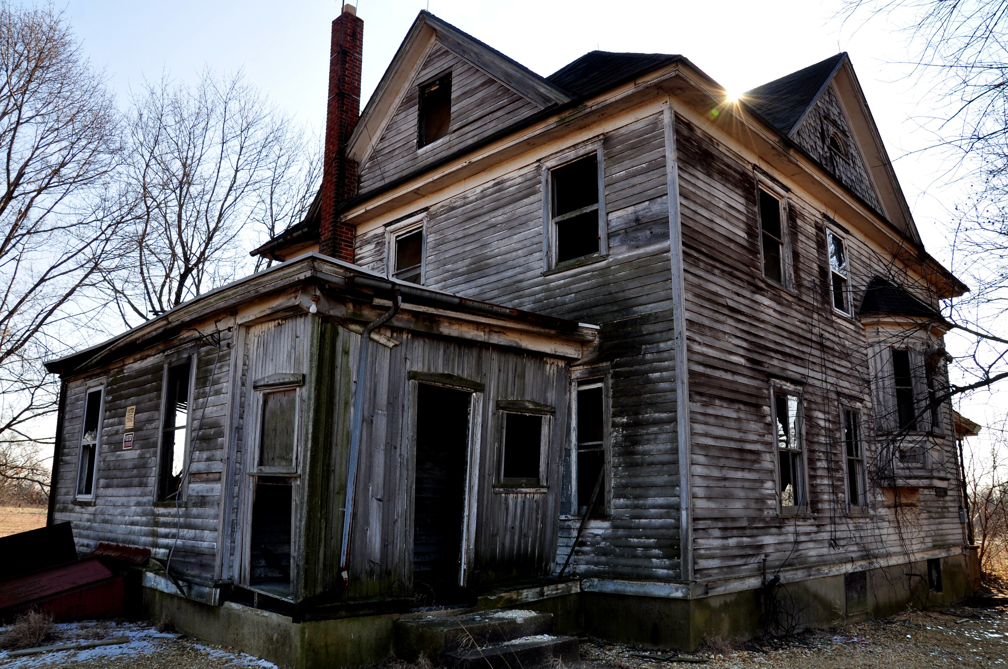 abandoned house in winter