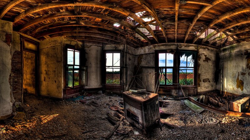 Abandoned House Interior — Brown