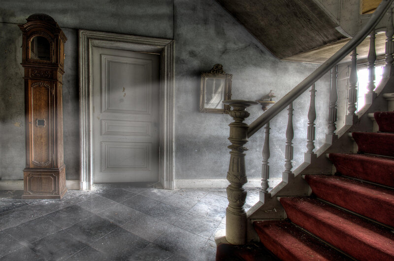 Abandoned House Interior — Gray