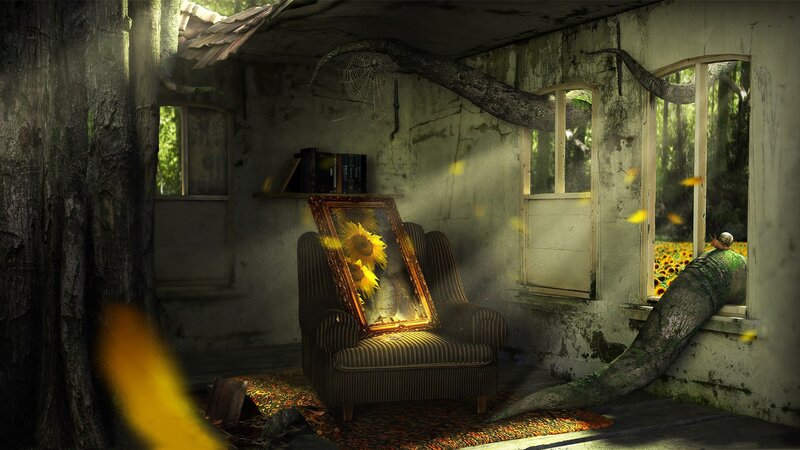 Abandoned House Interior — Green