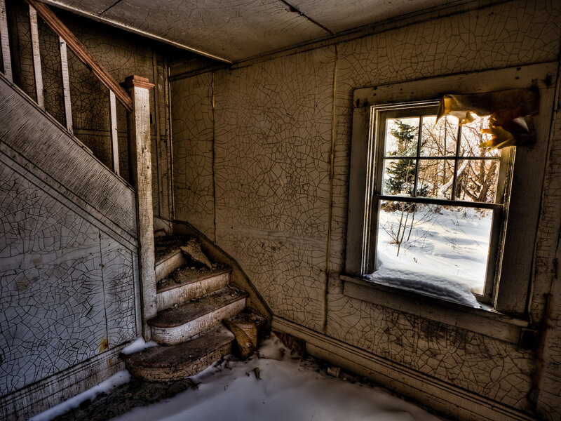 Abandoned House Interior — Winter