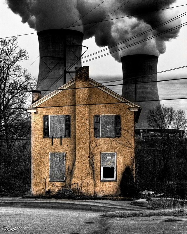 Abandoned house near power plant