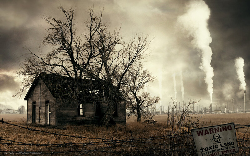 Abandoned house near toxic plant