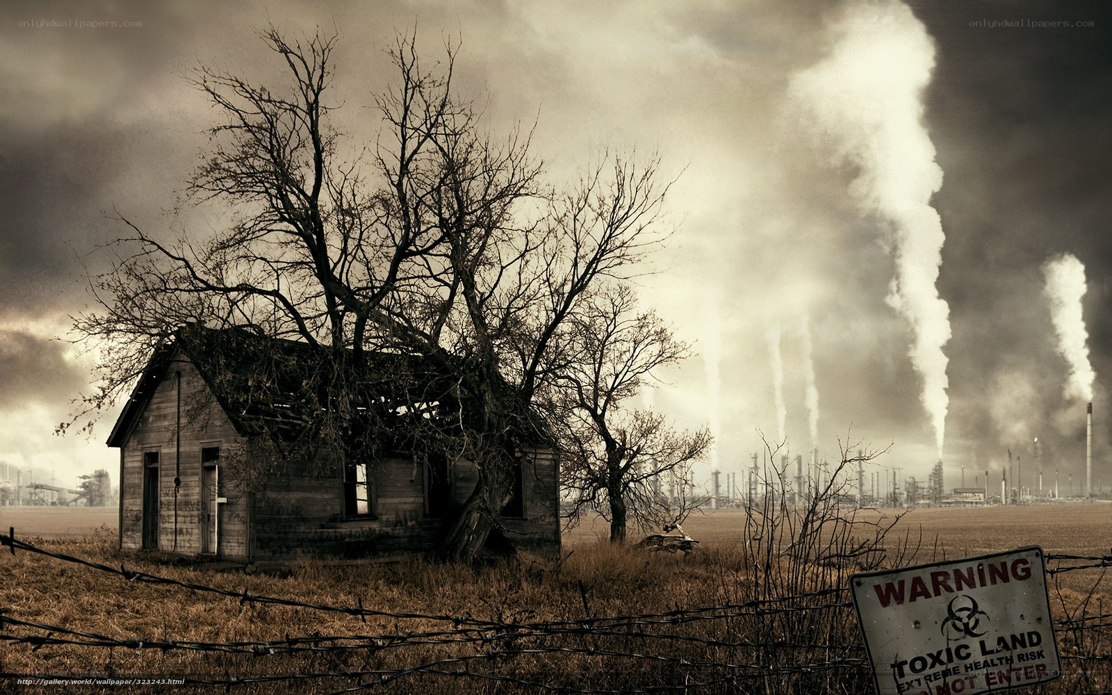 Abandoned house near toxic plant