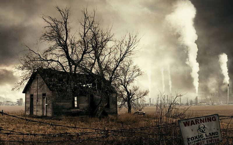 Abandoned house near toxic site