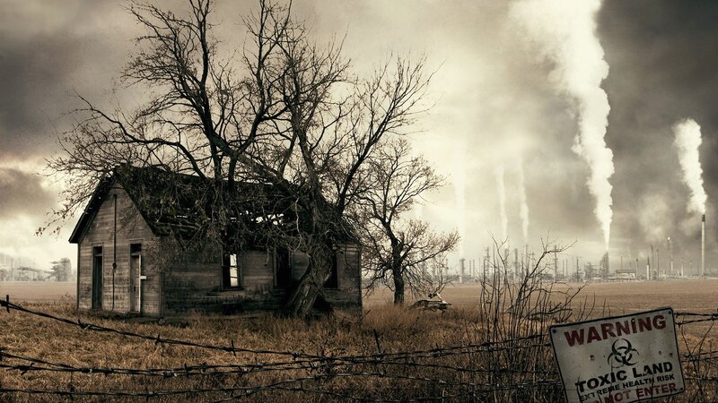 Abandoned house near toxic site