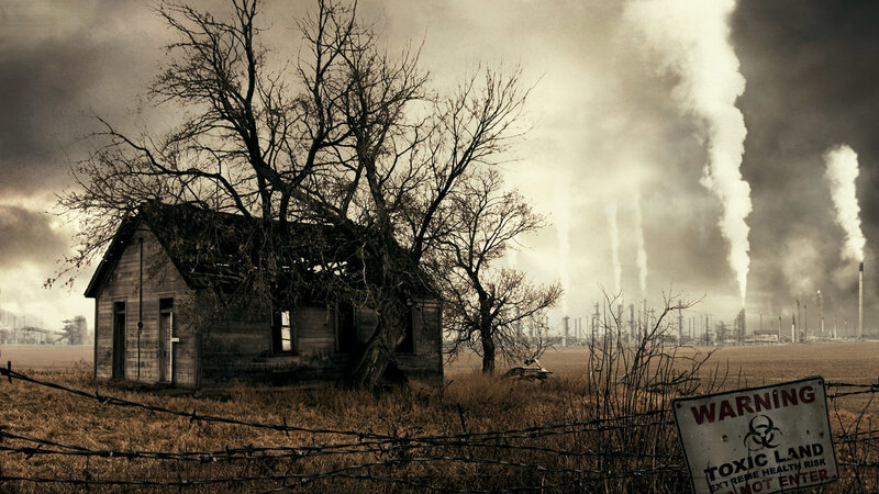 Abandoned house near toxic site