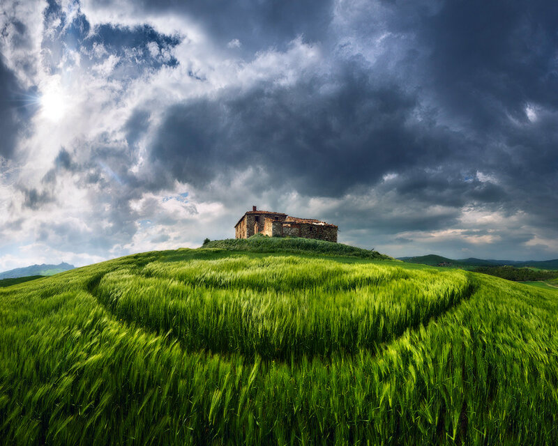 Abandoned House on Hill — Green, Dramatic, Afternoon