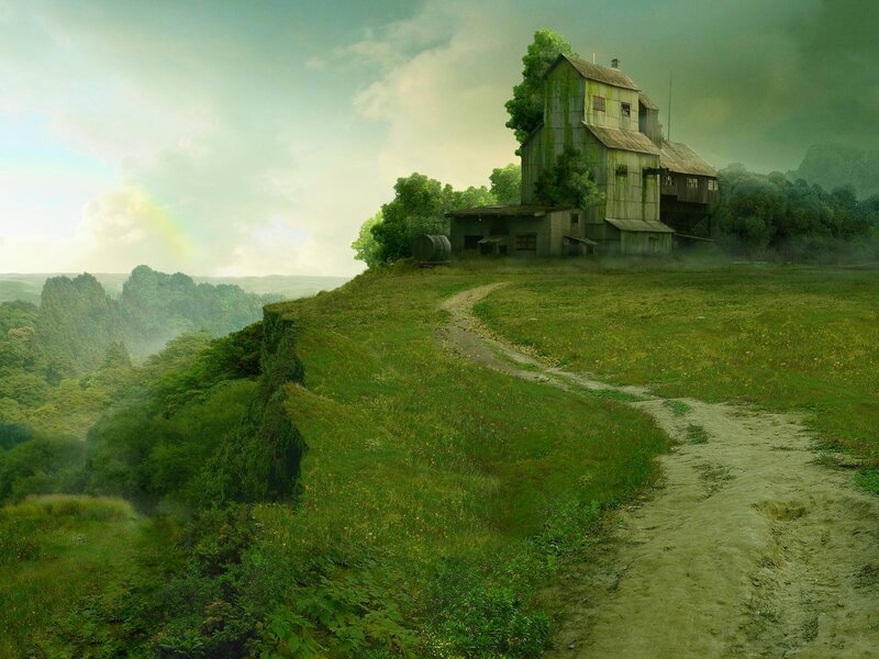 Abandoned House on Hill — Green, Serene, Morning