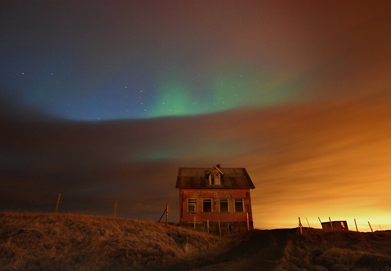 Abandoned House under Aurora