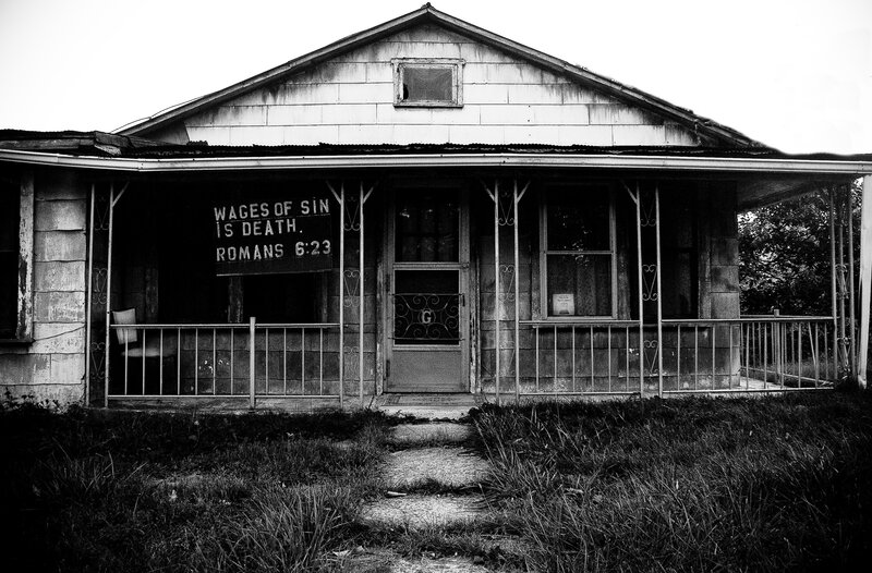 Abandoned House with Porch — Black
