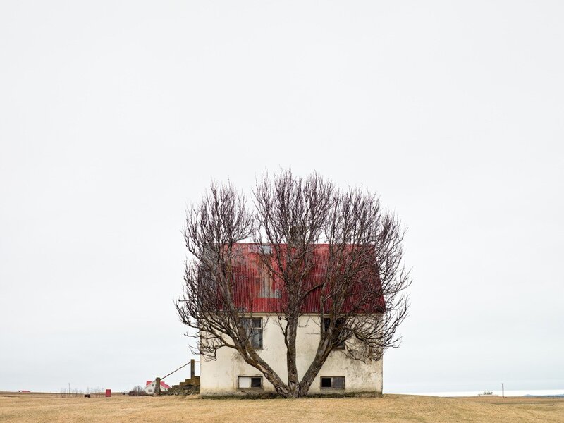 Abandoned house with red roof