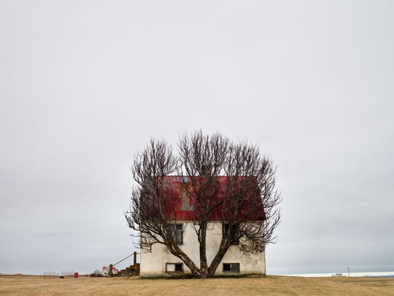 Abandoned house with red roof
