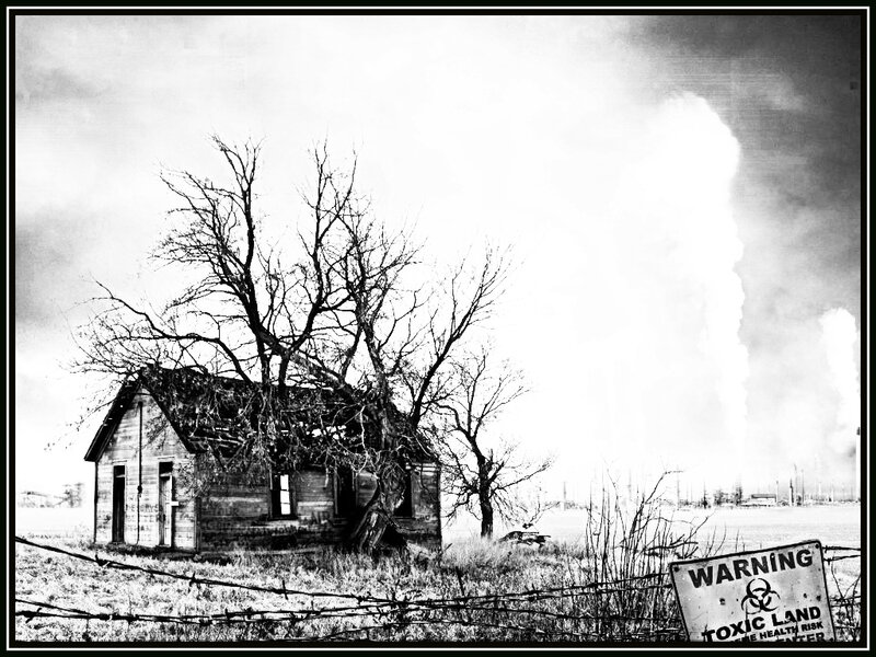Abandoned house with toxic warning
