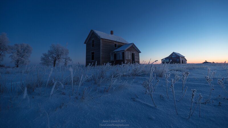 Abandoned Houses in Snow — Blue
