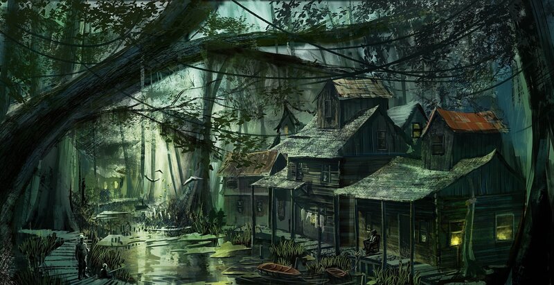 Abandoned Houses in Swamp