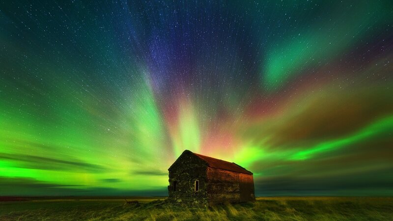 Abandoned Hut under Aurora